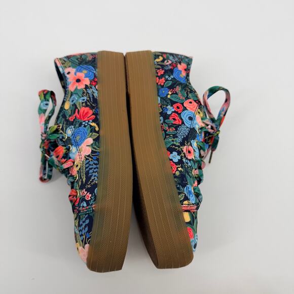 Keds x Rifle Paper Co. Womens 7.5 Colorful Satin Floral Platform Sneakers Shoes - Picture 7 of 12
